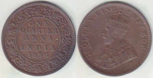 1936 India 1/4 Anna (Calcutta) A003634